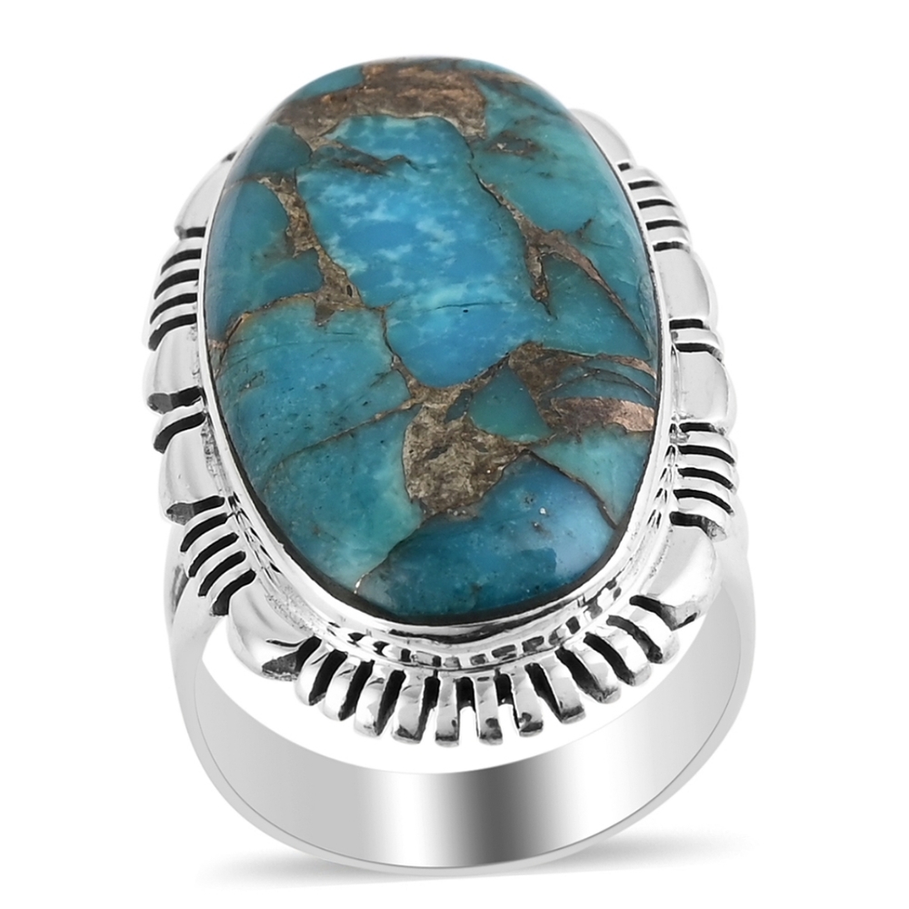 SANTA FE Style Mojave Blue Turquoise Ring in Sterling Silver 8.70 Grams 1.90 ctw